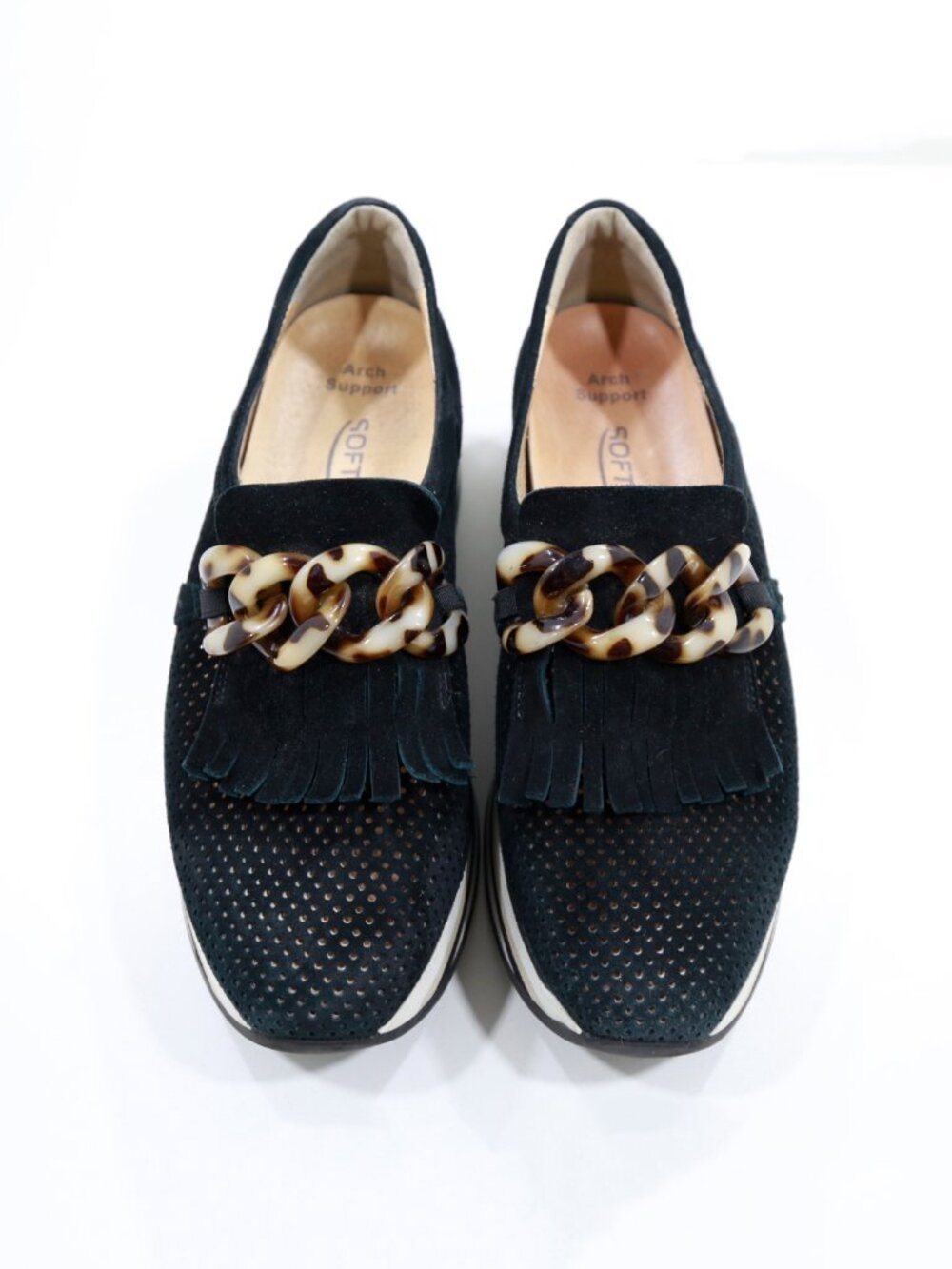 Softwaves Cadie Black Suede Leather Kiltie Platform Loafers - 8/EU 38.5 - Picture 6 of 7